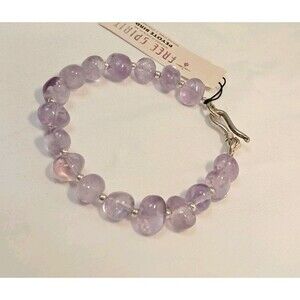 Peyote Bird Amethyst Nuggets 7.75" Bracelet Silver Hook Fastening NWT